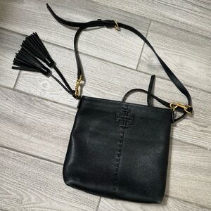 Pre-Owned Tory Burch, black leather with gold color hardware Crossbody